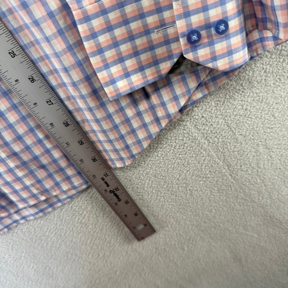 Twillory Dress Shirt Mens XL 17.5 34-35 Blue Pink Gingham Performance Preppy - Picture 3 of 8